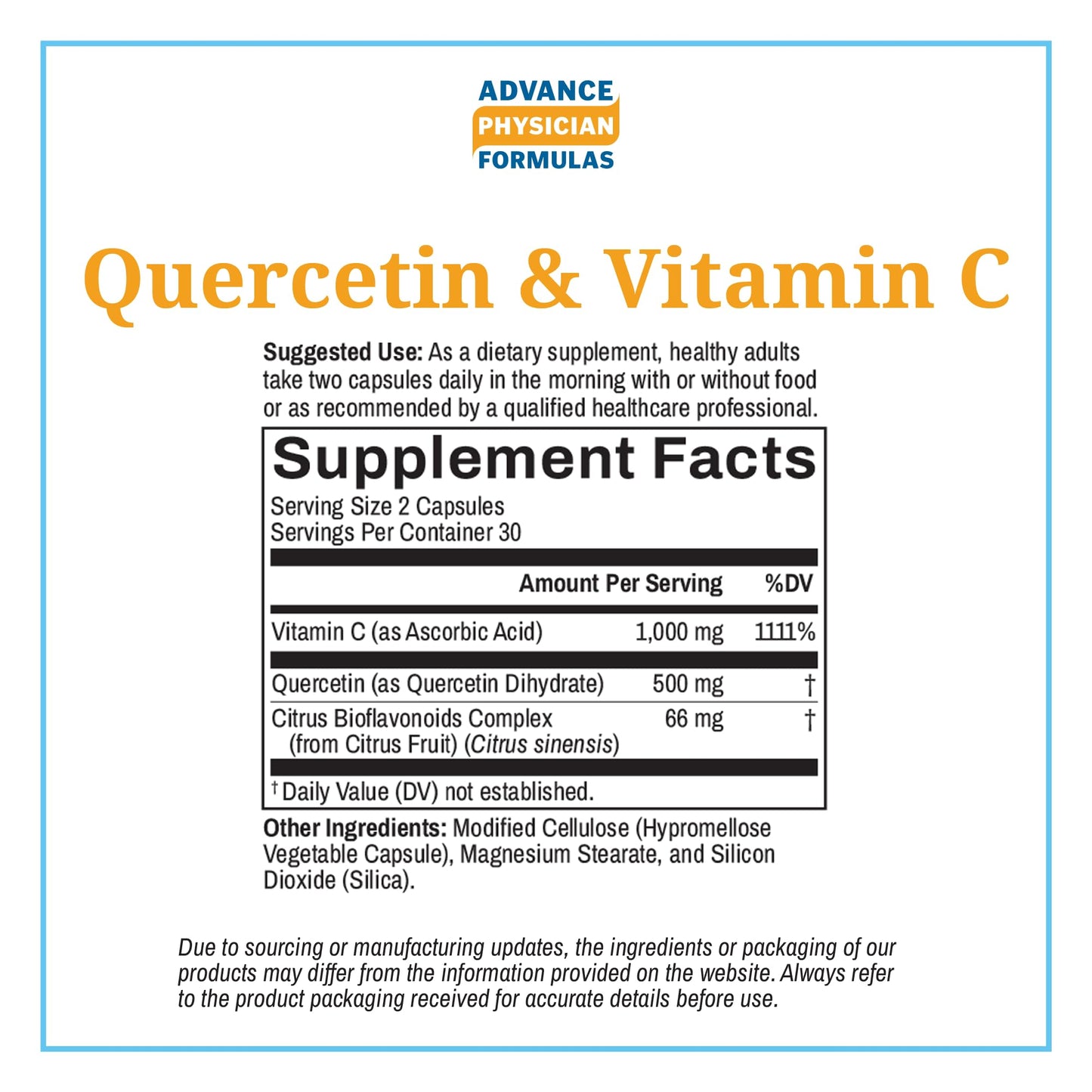 Cápsulas vegetales Quercetina y Vitamina C Advance Physician