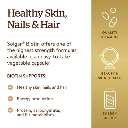 Cápsulas vegetales Solgar Biotina 10,000 mcg
