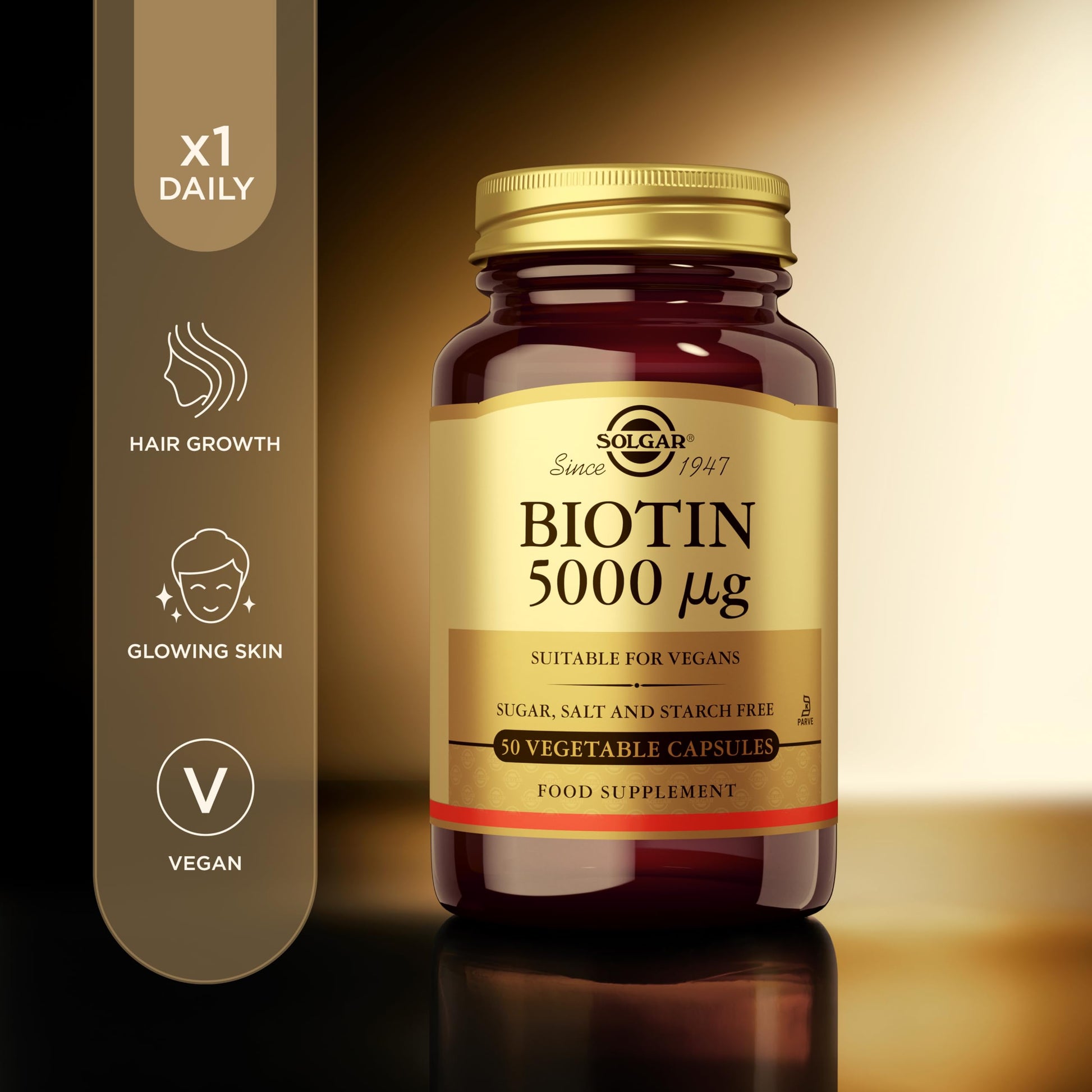 Cápsulas vegetales Solgar Biotina apoyo metabolismo