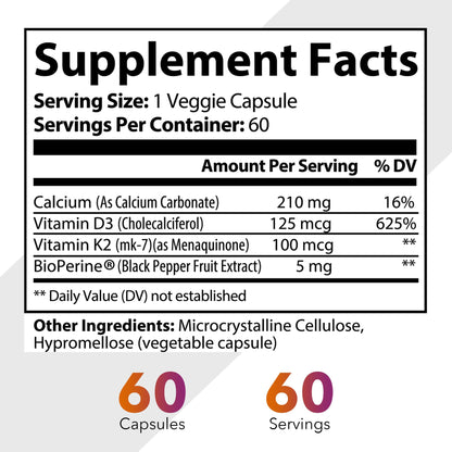 Cápsulas vegetales Veetify suplemento con vitaminas para salud ósea y cardiovascular