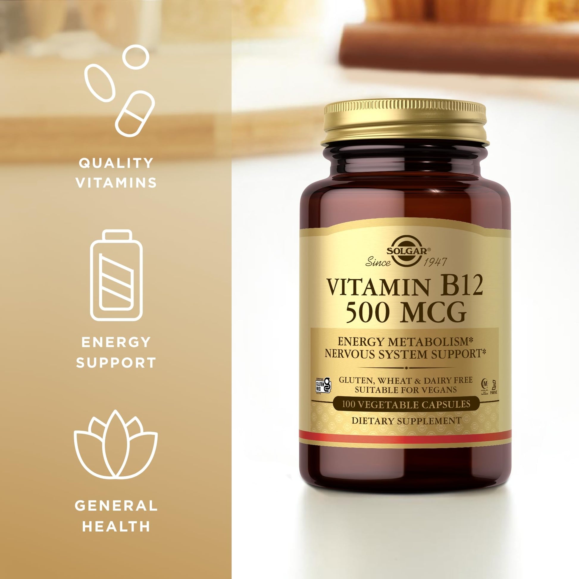 Cápsulas vegetales vitamina B12 de Solgar