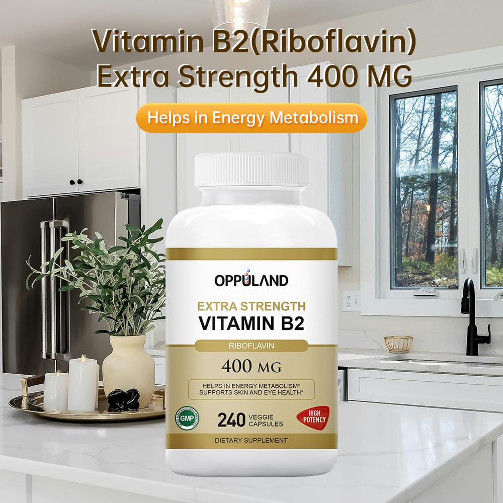 Cápsulas vegetales vitamina B2 oppuland para piel y ojos