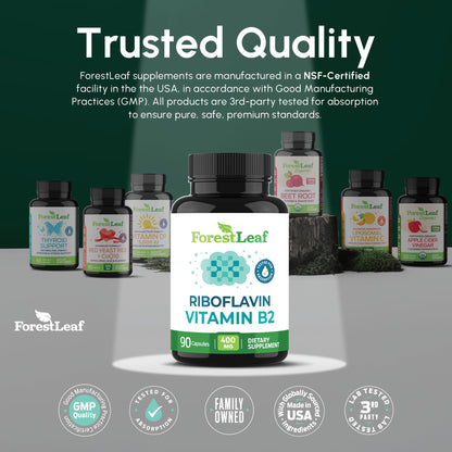 Cápsulas Vegetales Vitamina B2 Riboflavina 400mg 180 unid