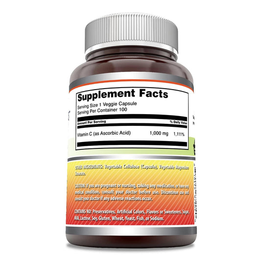 Cápsulas vegetales vitamina C Amazing Formulas sin gluten