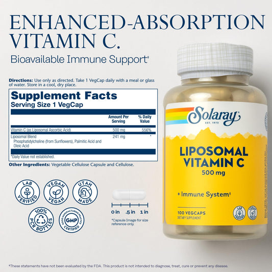 Cápsulas vegetales vitamina c liposomal 500mg Solaray
