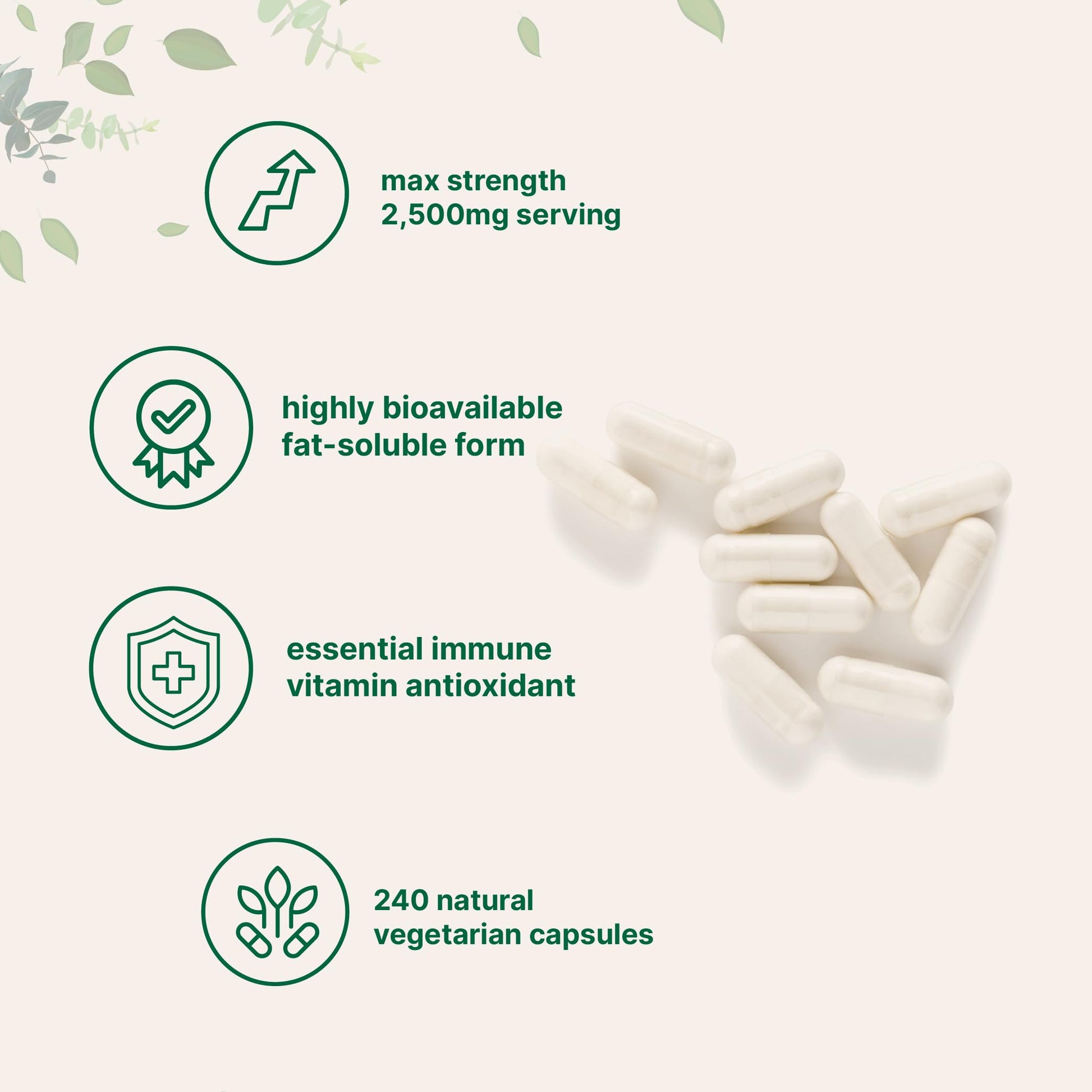 Cápsulas vegetales Vitamina C Micro Ingredients para apoyo inmunológico