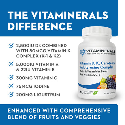Cápsulas vegetales vitamina d3 k complex con mezcla frutas y verduras