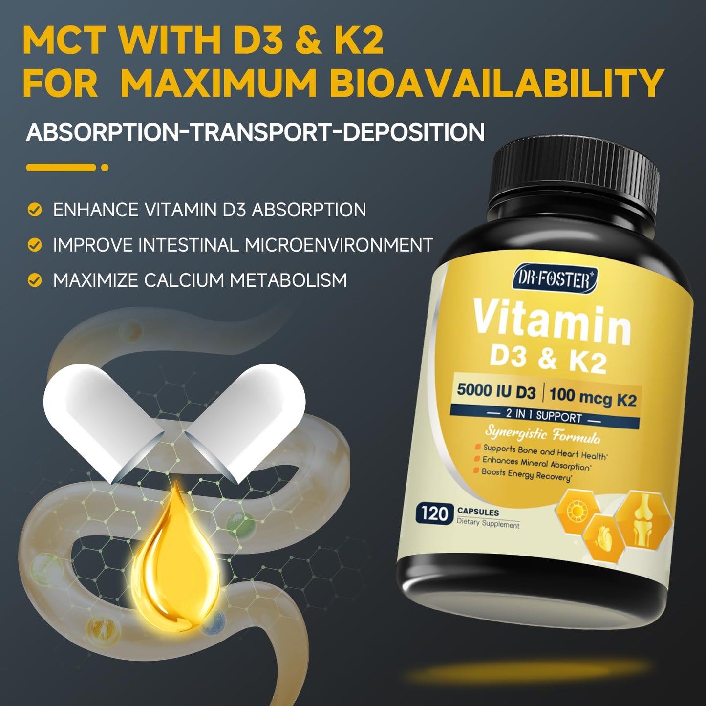 Capsulas vegetales vitamina d3 k2 alta potencia drfoster