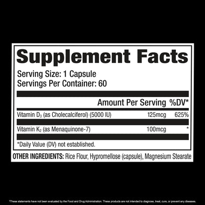 Cápsulas vegetales de vitamina d3 k2 gat sport 60 unidades
