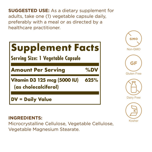 Cápsulas vegetales de vitamina D3 SOLGAR