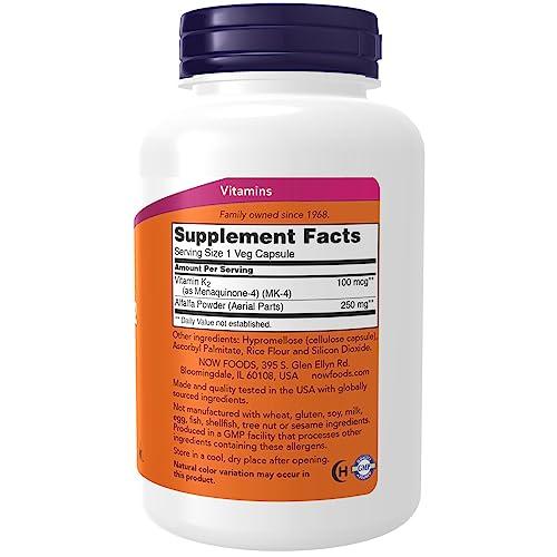 Cápsulas vegetales de vitamina k-2 marca NOW Foods