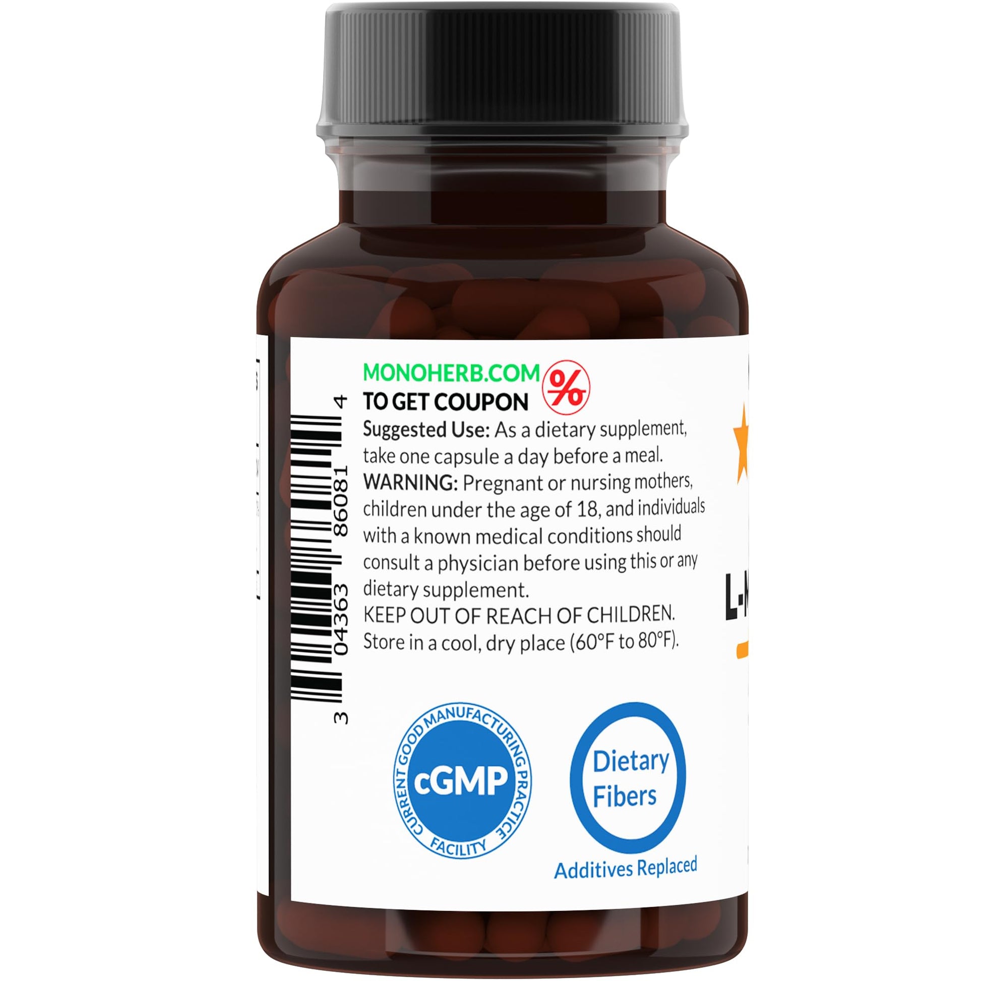 Cápsulas vegetarianas MONOHERB L-Metilfolato 5 mg folato