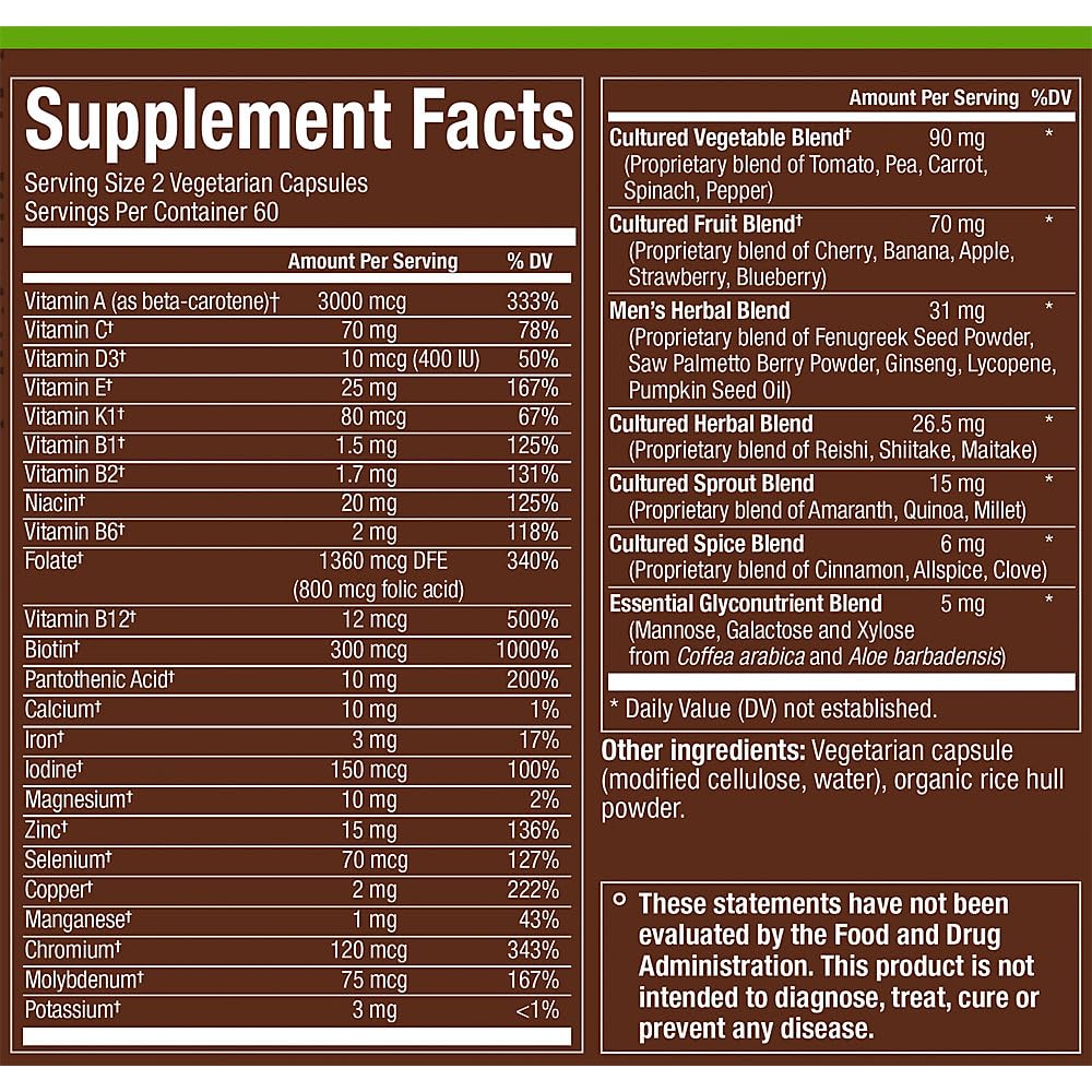 Cápsulas vegetarianas multivitamínico fermentado hombres plnt