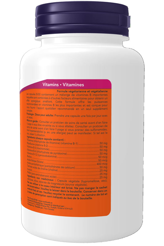 Cápsulas vegetarianas NOW Vitamina B-50 mg