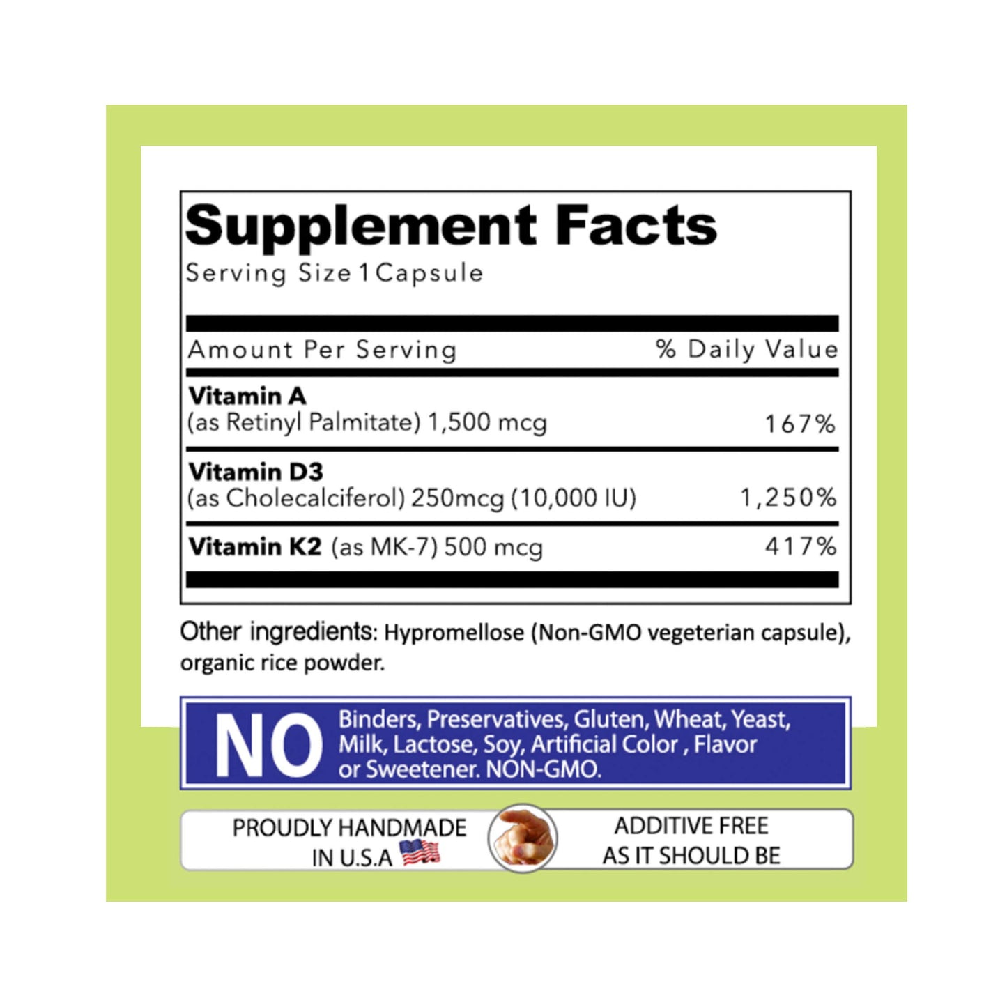 Cápsulas vegetarianas Our Daily Vites vitaminas ADK