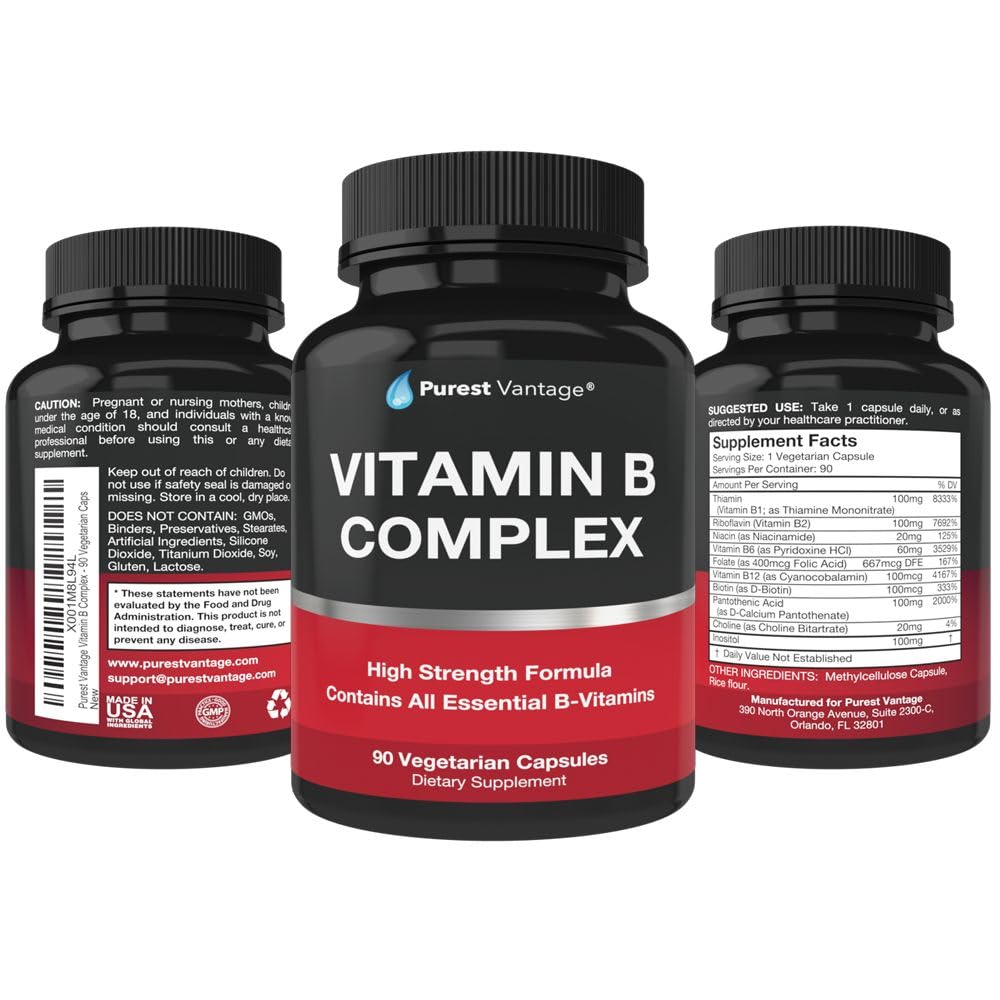 Cápsulas vegetarianas Purest Vantage complejo vitamina B 90 unidades