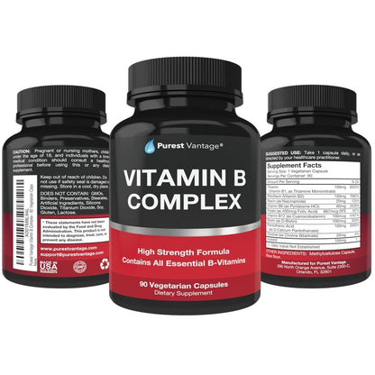 Cápsulas vegetarianas Purest Vantage complejo vitamina B 90 unidades