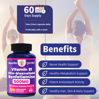 Cápsulas vegetarianas vitamina B1 NoMiLu 500mg 120 unidades