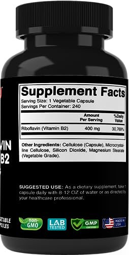 Cápsulas vegetarianas vitamina B2 riboflavina Vitabod