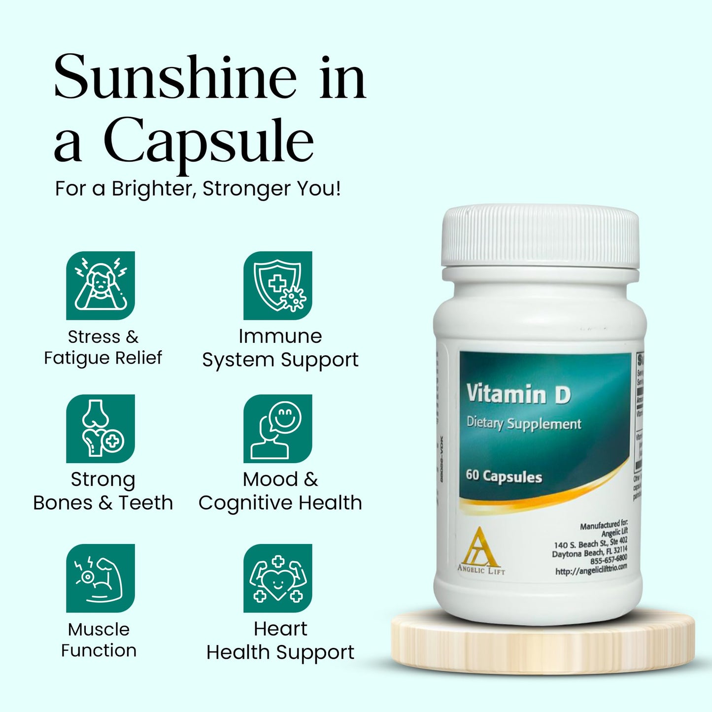 Cápsulas vegetarianas vitamina D3 Angelic Lift para salud diaria