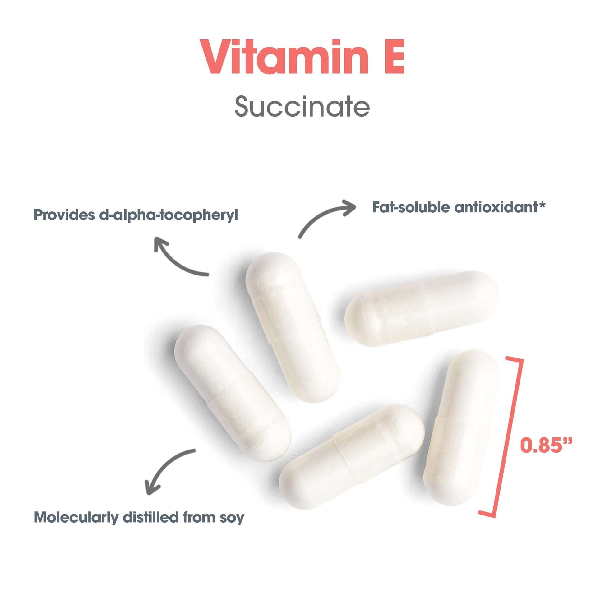 Cápsulas vegetarianas vitamina E succinate 400 UI
