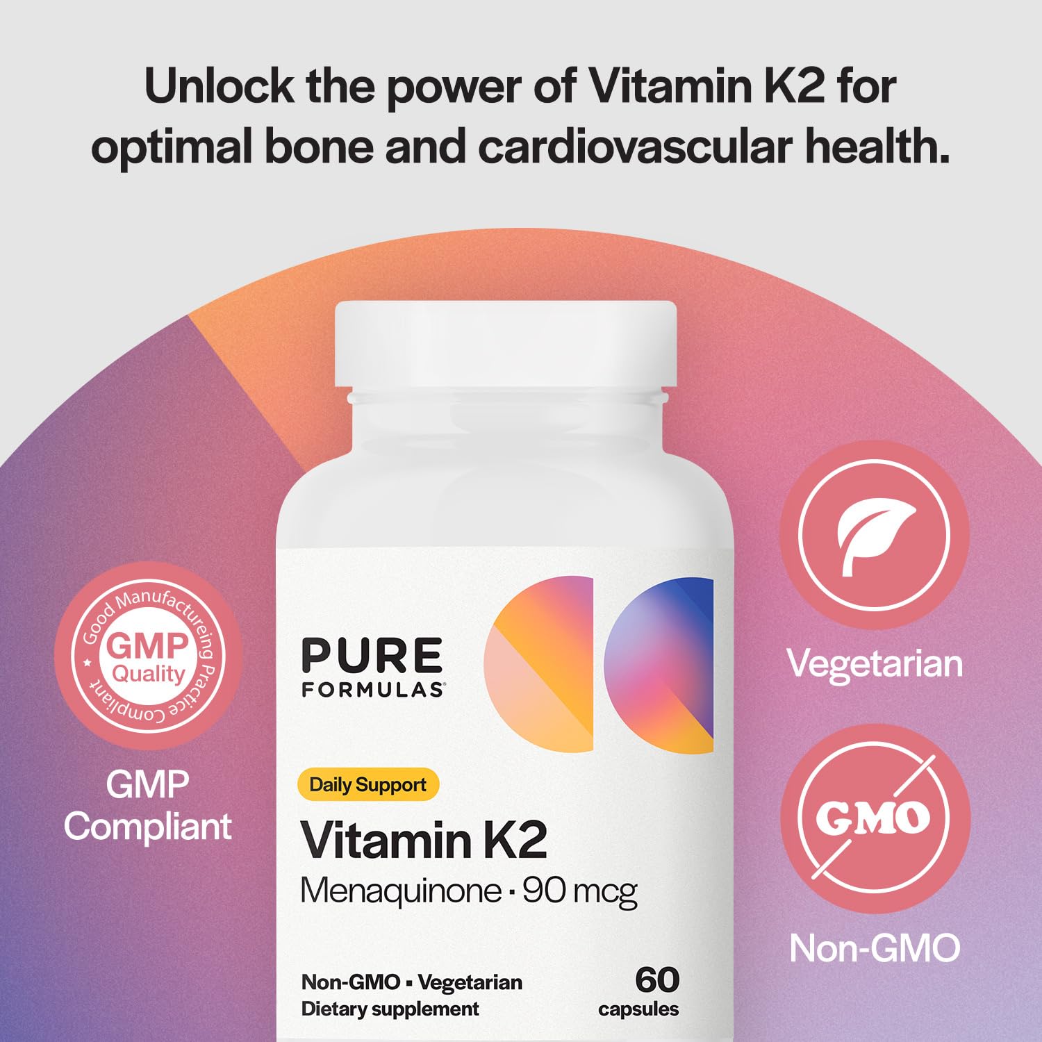 Cápsulas vegetarianas Vitamina K2 PureFormulas