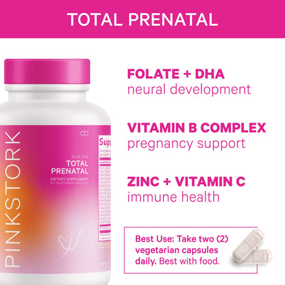 Cápsulas vegetarianas vitaminas prenatales Pink Stork