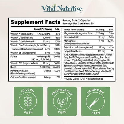 Cápsulas Vital Hair Complex vitaminas y antioxidantes para cabello