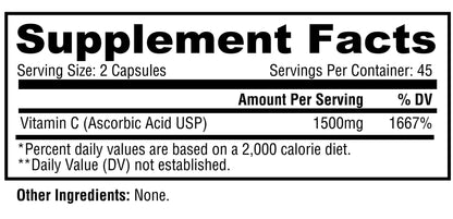 Cápsulas Vitamin C Metabolic Nutrition para sistema inmune