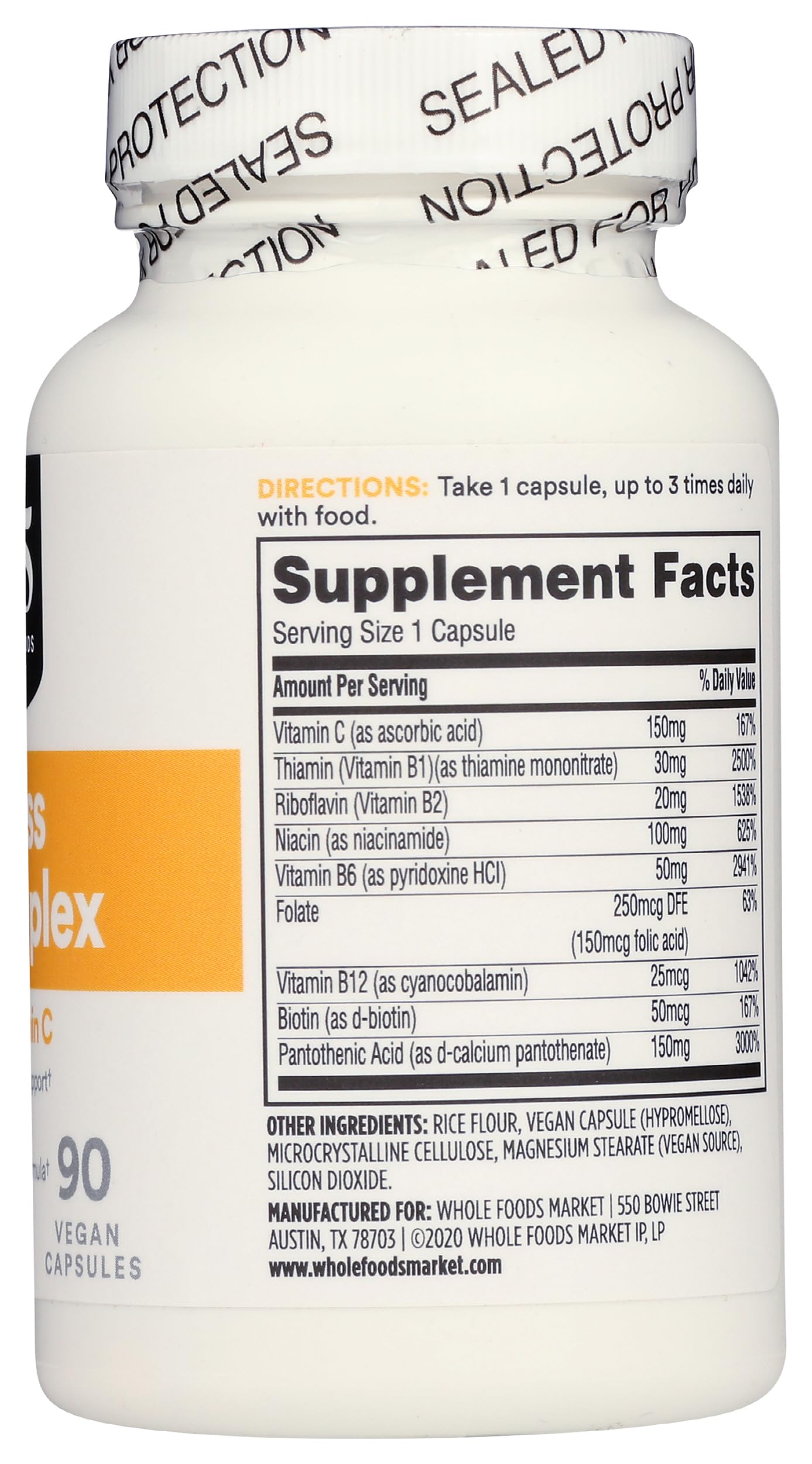 Cápsulas de vitamina B para estrés y energía 365 Whole Foods