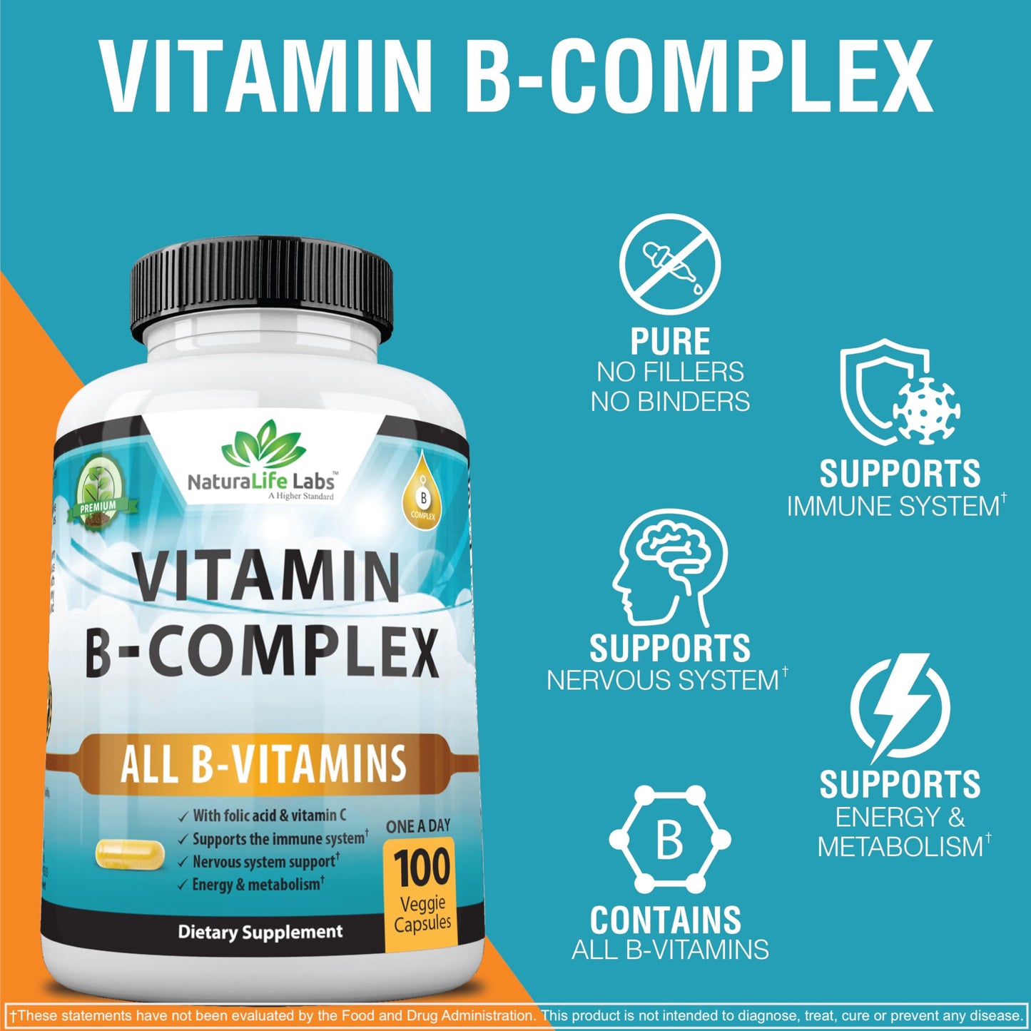 Cápsulas vitamina B NaturaLife Labs apoyo sistema nervioso