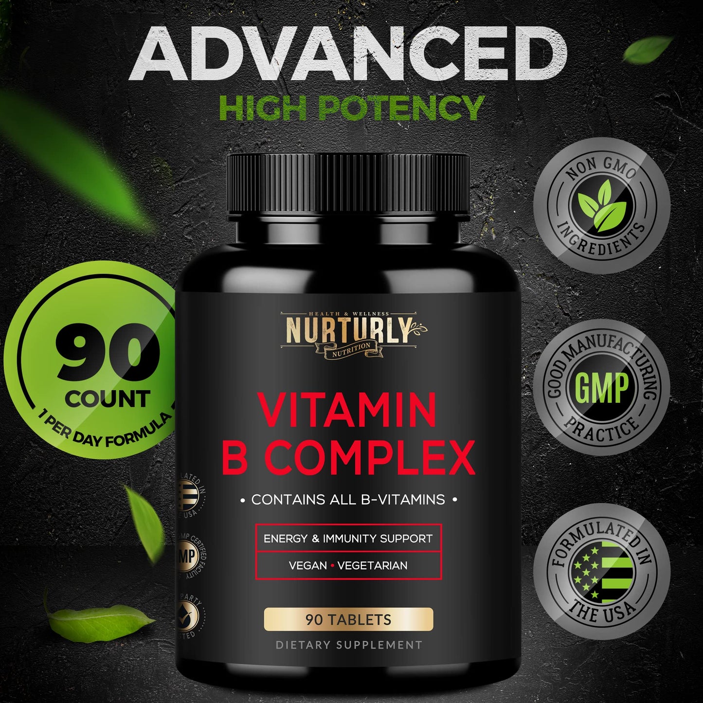 Cápsulas vitamina B NURTURLY sin gluten y sin soya