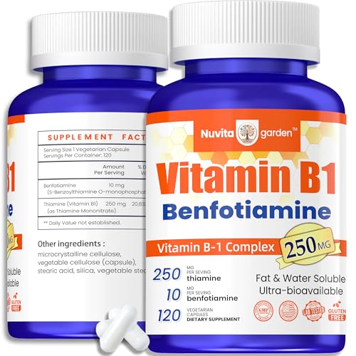 Cápsulas de vitamina B1 y benfotiamina NuvitaGarden.