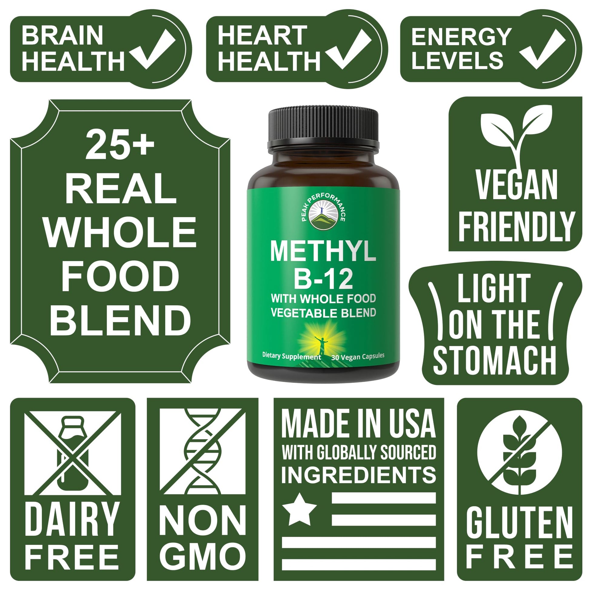 Cápsulas vitamina b12 con mezcla natural Peak Performance
