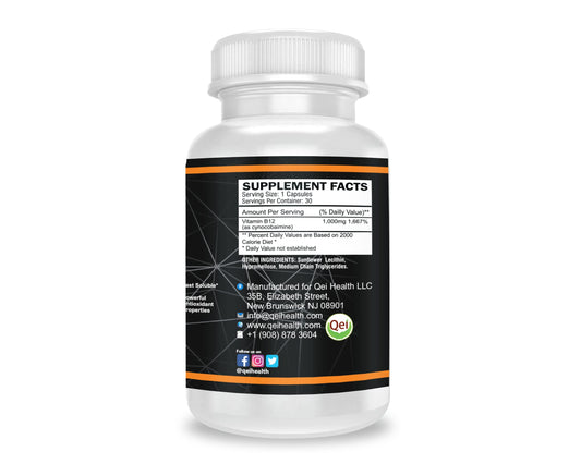 Cápsulas de vitamina b12 qei 1000mg para energía y sistema nervioso