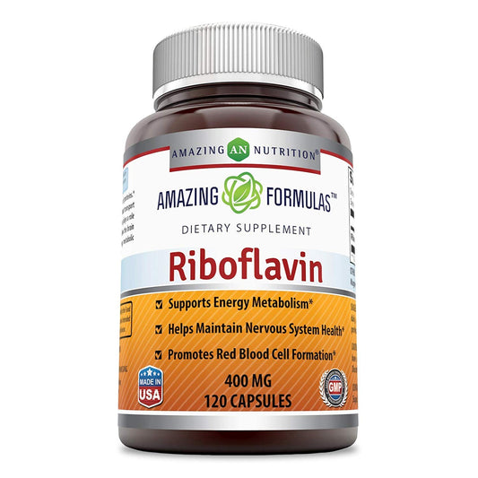 Cápsulas vitamina B2 Amazing Formulas sin gluten y sin GMO