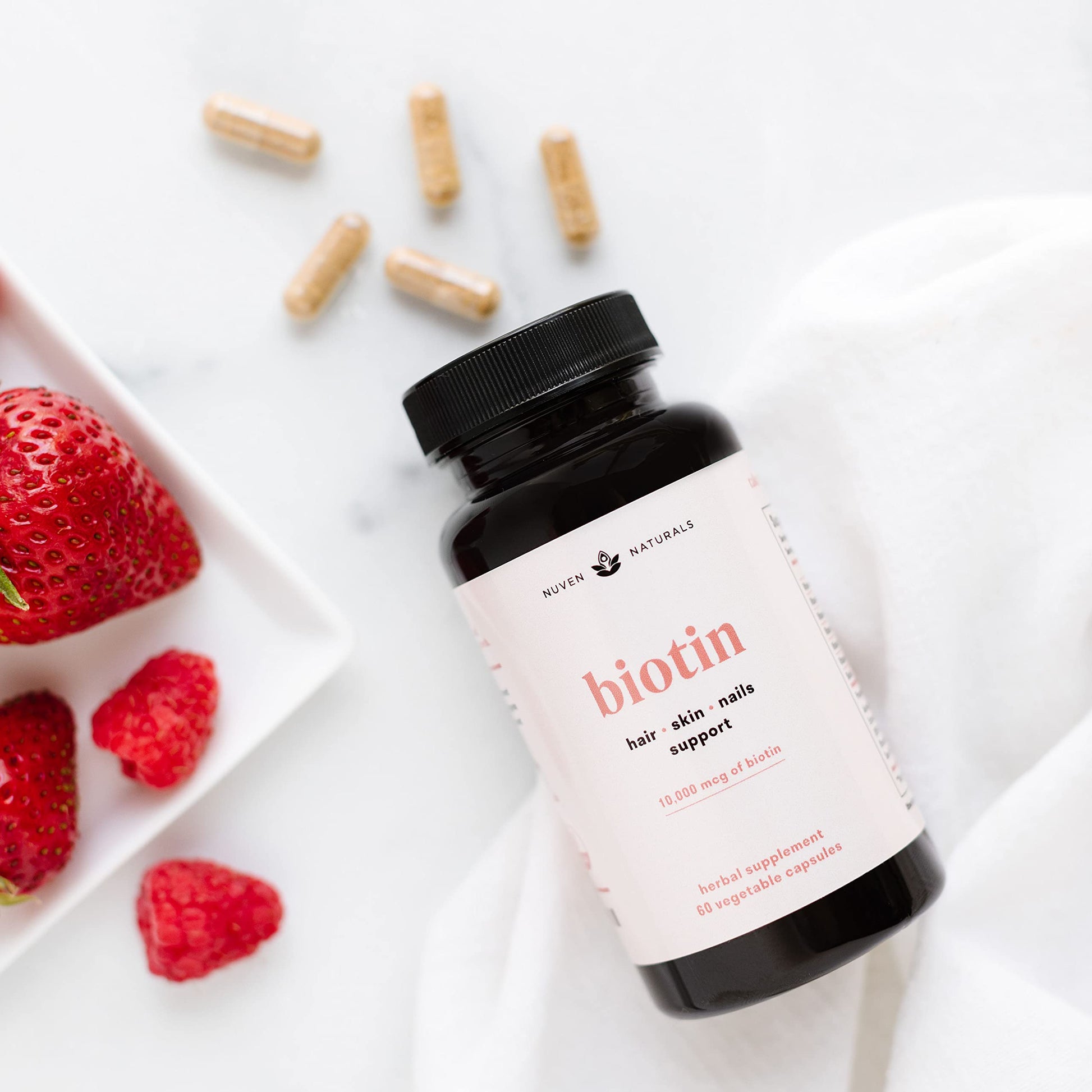 Cápsulas vitamina Biotina 10000 mcg Nuven Naturals