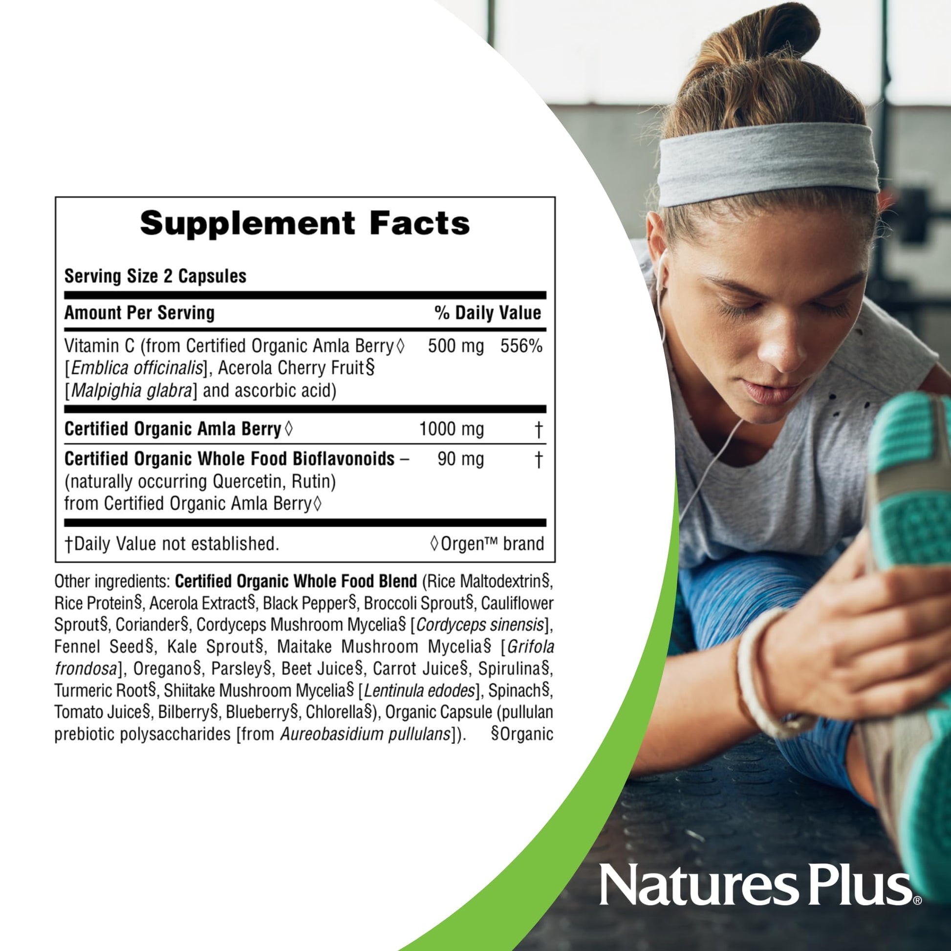 Cápsulas vitamina c antioxidante certificada orgánica NaturesPlus