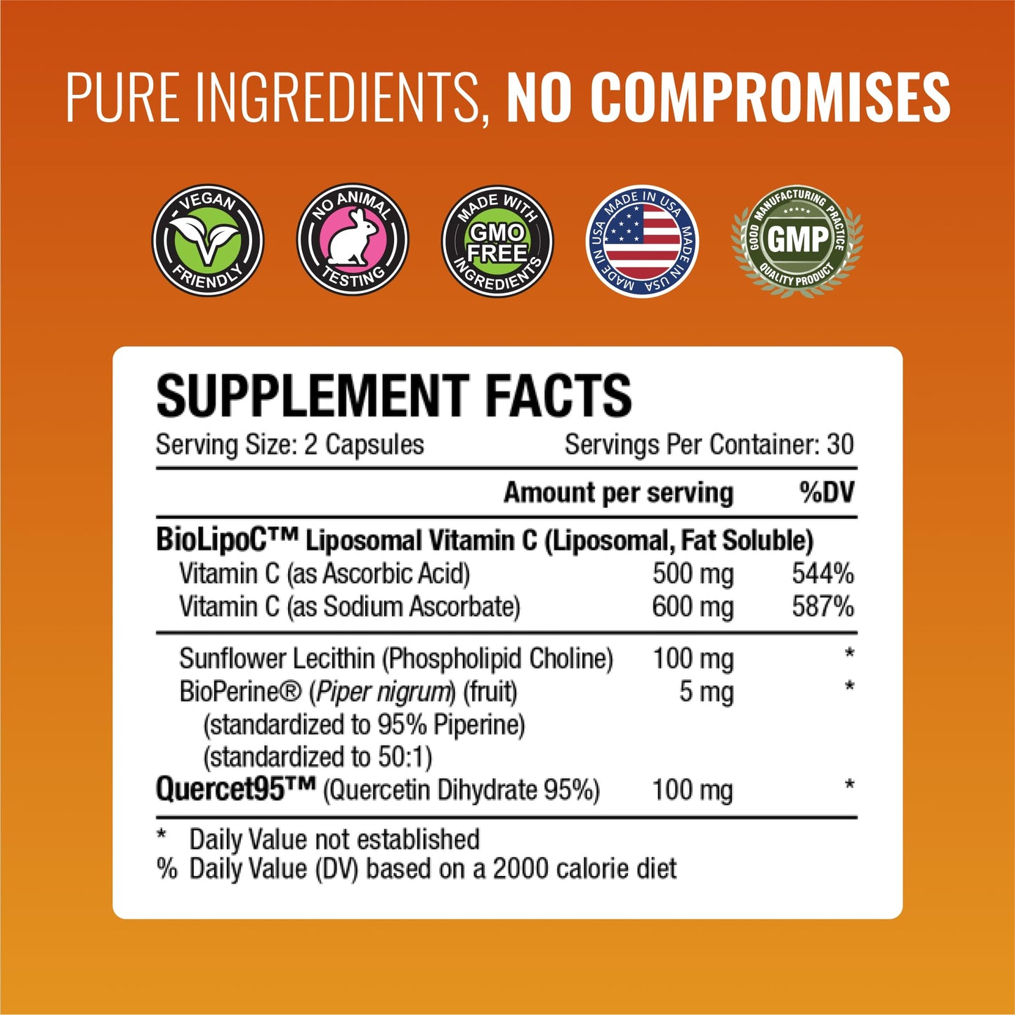 Cápsulas en envase de vitamina c Approved Science 1100mg