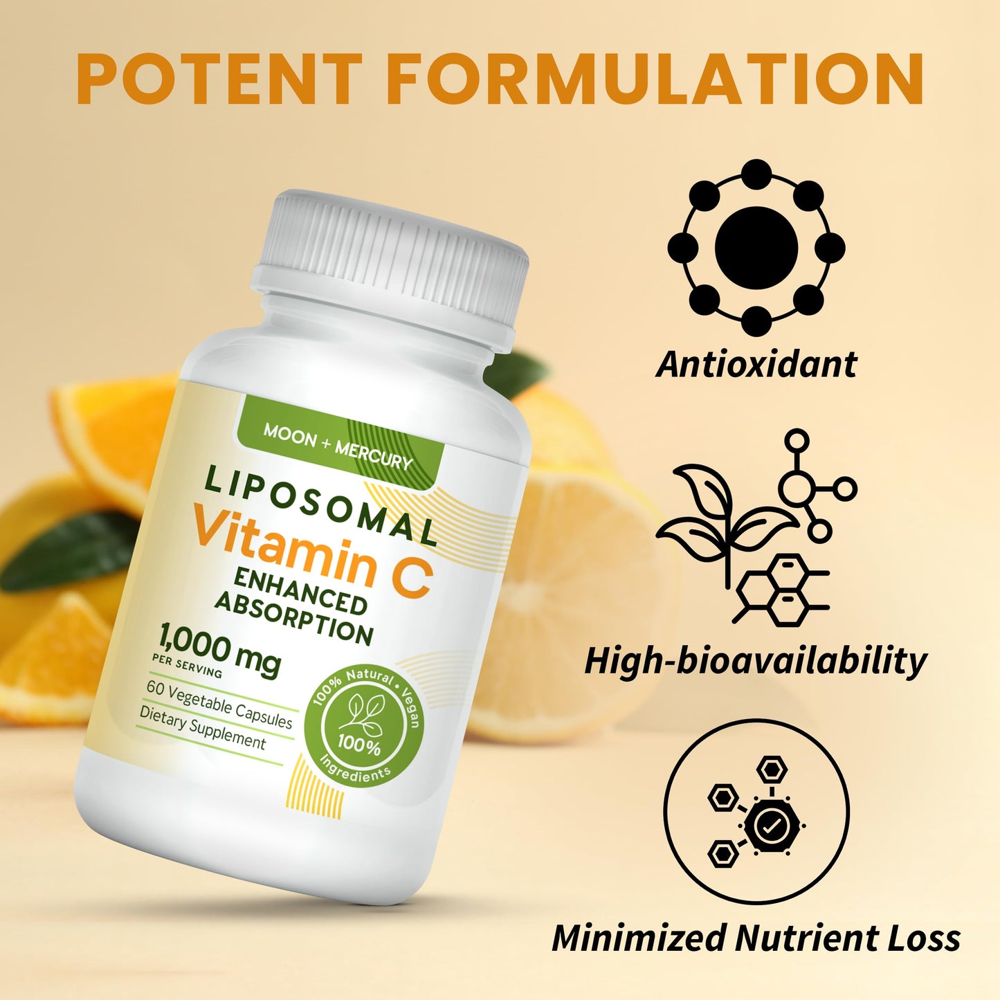 Cápsulas Vitamina C Liposomal Moon + Mercury