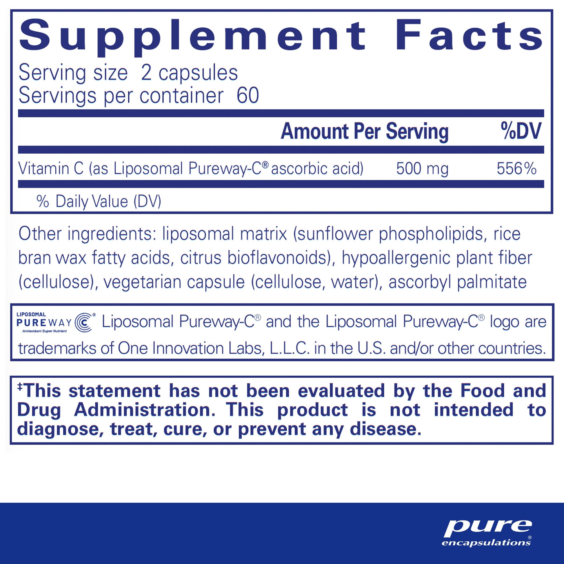 Cápsulas de vitamina C liposomal Pure Encapsulations