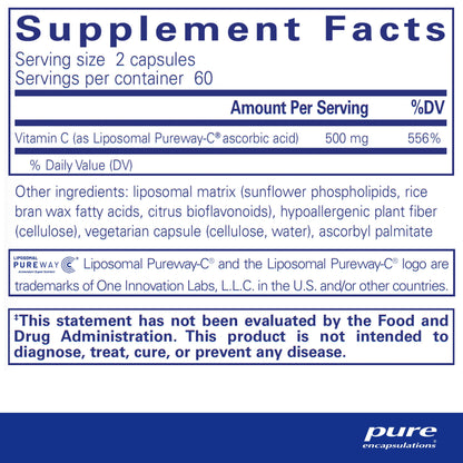 Cápsulas de vitamina C liposomal Pure Encapsulations
