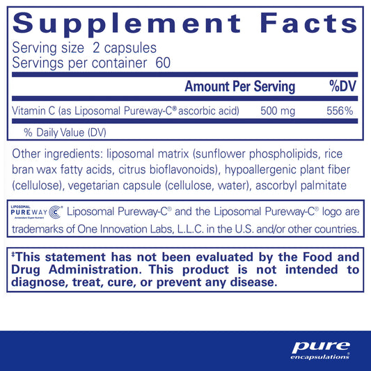 Cápsulas de vitamina C liposomal Pure Encapsulations