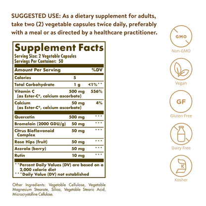 Cápsulas de vitamina c solgar quercetina ester-c plus 100 ud