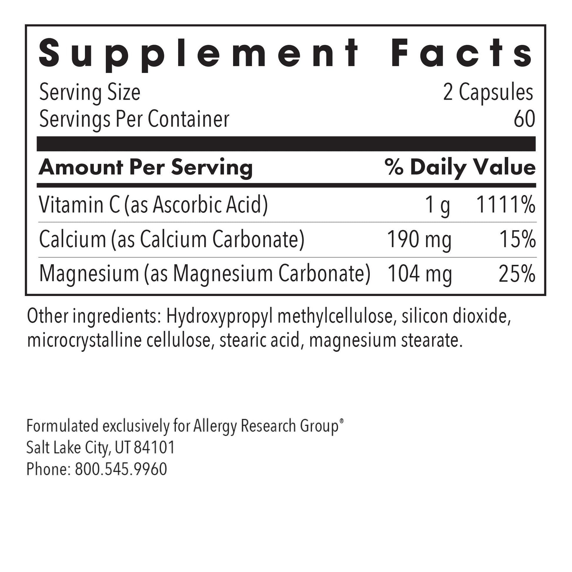 Capsulas Vitamina C tamponada detail Allergy Research