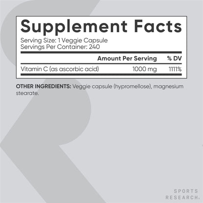 Cápsulas vitamina C vegana 1000 mg Sports Research