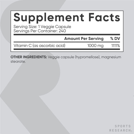 Cápsulas vitamina C vegana 1000 mg Sports Research