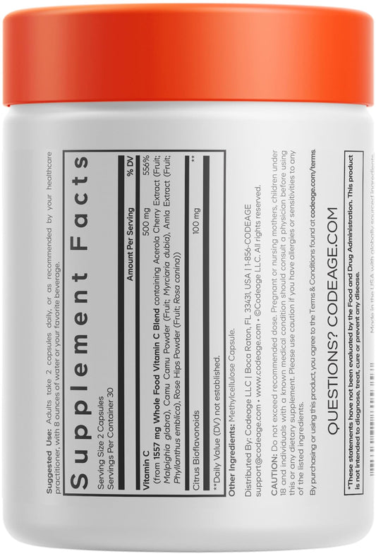 Cápsulas vitamina c whole food Codeage vista frontal