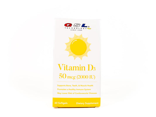 Cápsulas de Vitamina D3 2000 UI GSL Technology