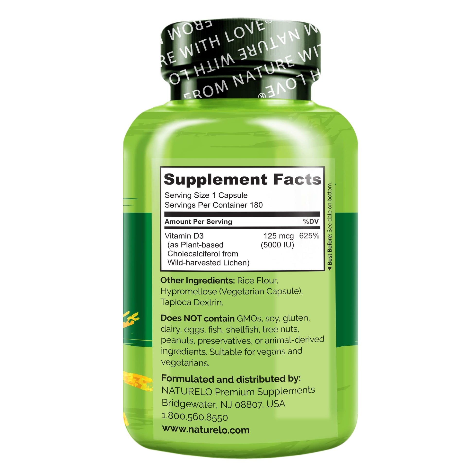 Cápsulas de vitamina D3 5000 UI de NATURELO